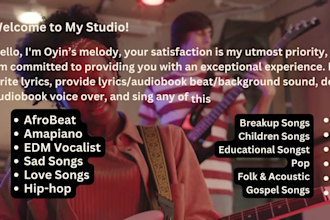 be your afrobeat female singer, amapiano, edm vocalist, lyrics  writing
