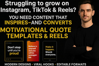 design motivational quote templates, reels covers, video posts