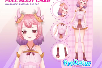 design and rig high quality 2d vtuber model in live2d for vtuber studio