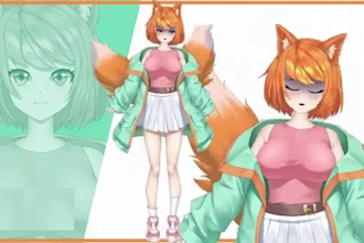 draw and rig live2d vtuber model or pngtuber anime art style, anime vtuber