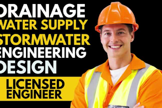 design a complete drainage and stormwater plan floor plan with calculations