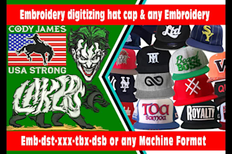 do embroidery digitizing in dst pes emb file in 2 hours