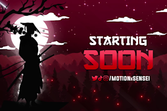 create loop animation for twitch, kick starting soon brb