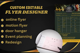 design online montion door hanger event planer flyer and one pager