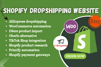 build shopify dropshipping website with aliexpress alidropship woocommerce etc