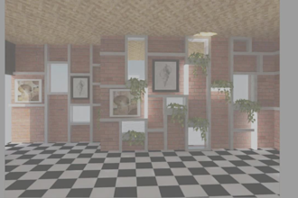 designed interior with 2d and 3d renderings