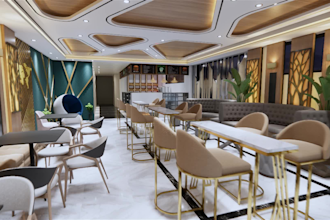 do 3d interior design and color scheme