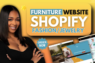 design clean shopify fashion, furniture, gold necklace jewelry ecommerce website