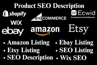 write product SEO description amazon etsy ebay shop store listing
