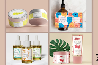 design pouch label, jar label, skincare label, or cosmetics label design