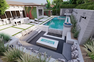 design your swimming pool, villa landscape, and backyard