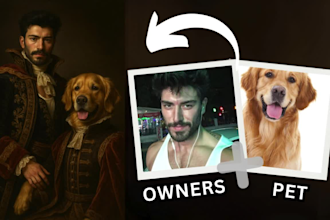 create a custom royal portrait of you and your pet