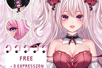 live2d vtuber model,vbridger,pngtuber, prprlive,chibi,anime,cmo3,vroid,vrchat