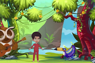 do custom 2d kids animation, cartoon animation, 2d music video animation