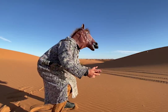 create a funny video saying anything you want in the desert