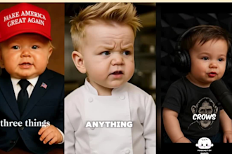 create a viral funny ai baby video ai baby podcast, new baby talking short video