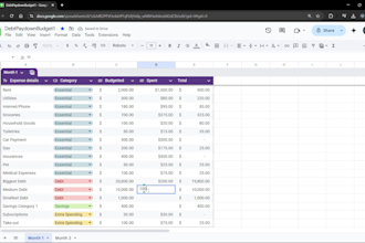 create a google sheets budget focused on debt pay off