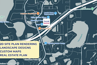 draw and render 2d site plan, landscape and map illustration