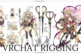design custom vtuber models, live2d rigging for streaming vrchat anime oc art