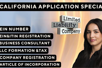 llc application company formation business consultant ein tax id itin california