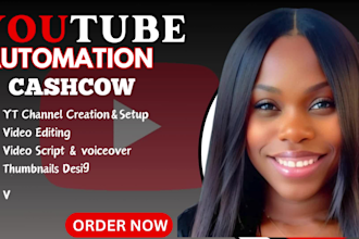 create a youtube channel with automated, cash cow, thumbnail, and monetization