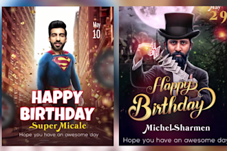 design funny birthday flyer and motion flyer
