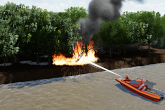 create 3d boat visual rendering design