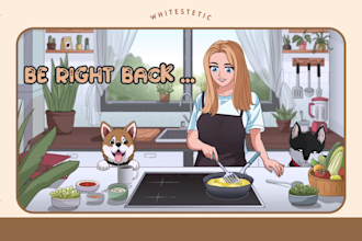 create animated brb, starting soon, offline screen