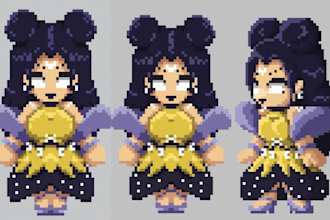 draw animation for pixel art ,voxel art character design sprite sheet pixel game