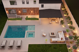 design your garden, pool, backyard landscape, deck and patio