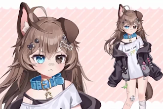 draw rig male or female chibi live2d 2d vtuber model 2d vtuber rigging streaming