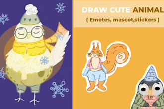 get your personalized cute animal doodles  stickers