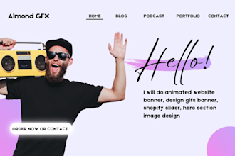 animated website banner, gifs banner, shopify slider, hero section image design