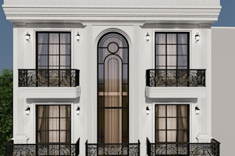 design house exterior model, 3d rendering, walkthrough