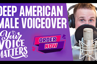 record a professional deep american male voice over