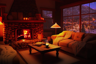 create a cozy atmosphere with snow and natural sound effects