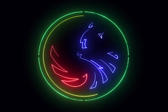 neon logo animation with audio accompaniment