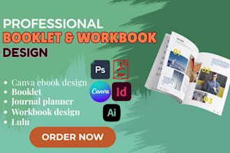design canva ebook design, booklet, journal planner, workbook design, lulu