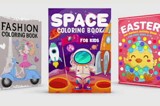 create kids coloring book cover and interior design for kdp