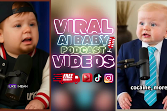 create stunning viral ai baby podcast, ai baby talking video lookalike creators