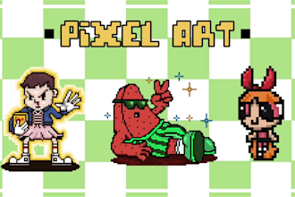 create pixel art character drawing or illustration design