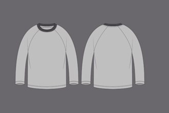 create fashion technical sketch, tech packs and pattern