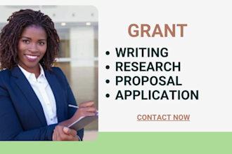 develop grant proposals, conduct grant application research, create a pitch deck