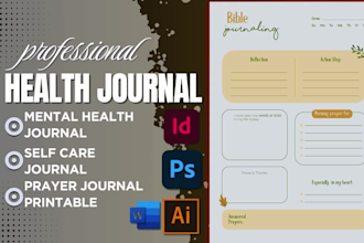 design mental health journal, self care journal, prayer journal printable