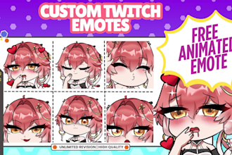 draw cute chibi emotes vtuber for twitch, youtube, discord