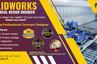 provide conveying solution, 3d and 2d layouts in solidworks