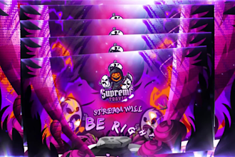 design animated twitch and kick overlay, custom logo, panels, alerts and emotes