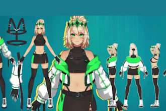 draw vtuber reference sheet character sheet live 2d vtuber model in anime style