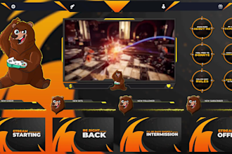 design animated twitch logo, overlays and stream package