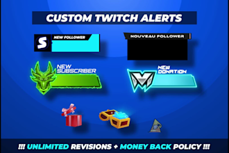 make custom twitch alerts for follower, donation and sub alerts for streamers